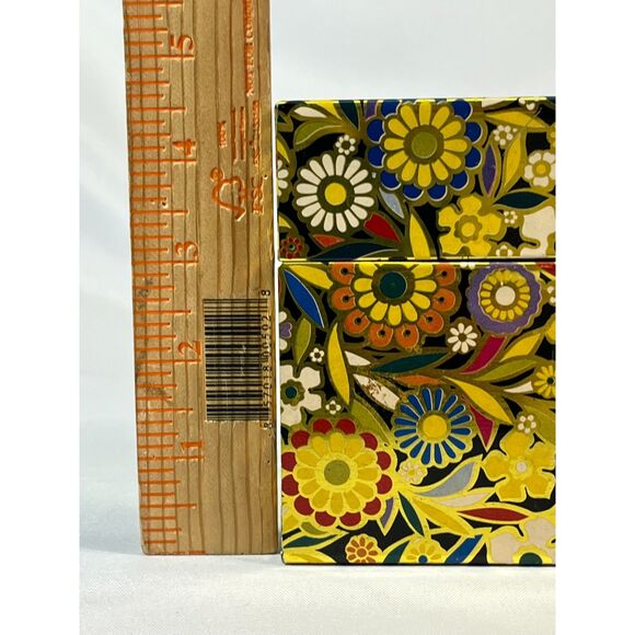 Vintage J Chein Metal Retro Recipe Box Flower Power Floral Black Gold USA MCM - Picture 9 of 10
